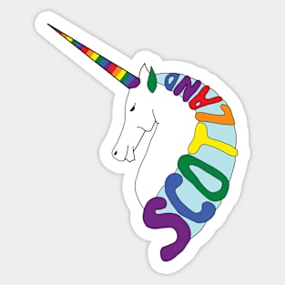 RAINBOW COLOURED SCOTTISH UNICORN WITH SCOTLAND TEXT MANE Sticker